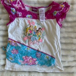 Vintage Disney Princess Pink and Blue Floral Top